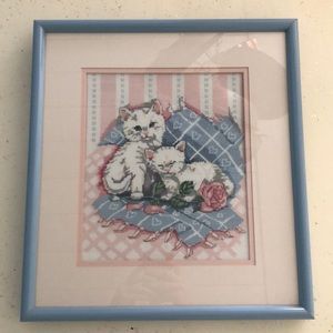 🐈 Custom framed cross stitch kitten picture